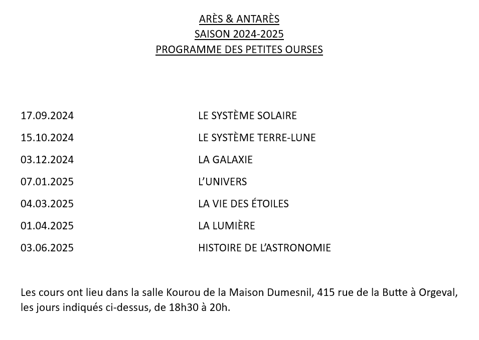 Petites ourses 2024 2025